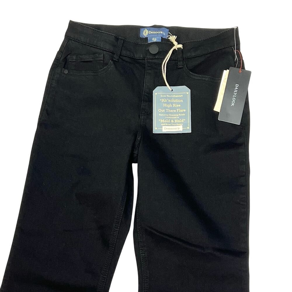 Democracy Ab Solution High Rise Out There Flare Jeans Womens 6P Black NWT - Picture 5 of 12